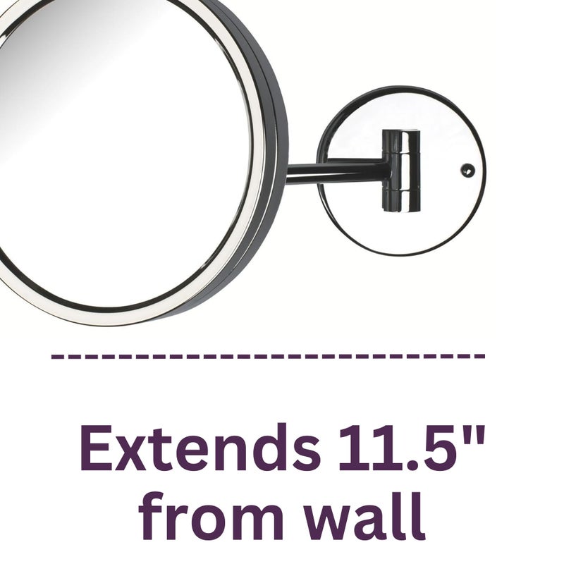 Jerdon Wall Mount Chrome Finish Makeup Mirror - 5X Magnification - 8.5  Diameter - Extends 11.5  - Model JD13C - Image 3